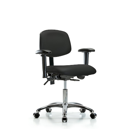 Blue Ridge Ergonomics Desk Chair Desk Chair, Vinyl, Chr Tilt AA Casters, BLK, Adjustable Arms, 18" to 23" Height, Vinyl BR-VDHCH-CR-T1-A1-CC-8540