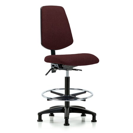 Blue Ridge Ergonomics Fab Hi Bench Chair, Med, Bk, CF, Glds, Bur, No Arms, 26" to 35-1/2" Height, Burgundy BR-FHBCH-MB-RG-T1-A0-CF-RG-F41