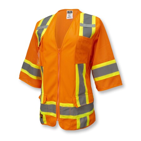 Radians 100% Polyester Solid Knit Front, 100% Polyester Mesh Back, Zipper Closure, Orange, Size XL SV63WOXL