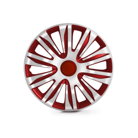 Altertrim 14 in Univ Wheel Rim Cover Hubcaps for steel whls, Snap-On, (White & Red Lacq), 4PK CHB-5083-WR-14