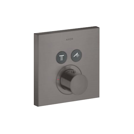 Axor ShowerSelect Thermostatic Trim Square for 2 Functions in Brushed Black Chrome 36715341