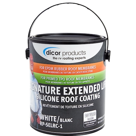 Dicor Use To Protect Roof Membranes, For Rubber RV Roof, Covers 125 Square Feet Per Gallon, White RP-SELRC-1