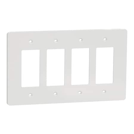 Square D Cover Frame, X Series, 4 Gangs, White, Number of Gangs: 4 Plastic, Matte Finish, White SQWS141004WH