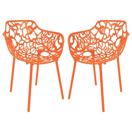 Leisuremod Modern Devon Aluminum Armchair, Orange, 2PK DCA23OR2