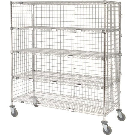 Cromo 800 lbs Nexel Enclosed Wire Exchange Truck with 5 Wire Shelves - 48 x 18 x 69 in. CR3674577