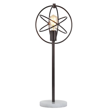 Jonathan Y Atomic Caged 26.5" Edison Bulb Metal/Marble Modern LED Table Lamp, Oil Rubbed Bronze JYL1091A