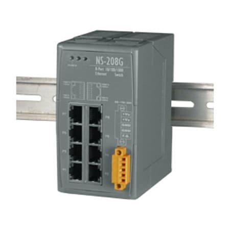 Icp Das Unmanaged 8 Port Industrial 10/100/1000 BaseT Ethernet Switch, NS208G NS208G