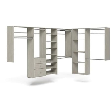 Easy Track 10-foot x 7-foot L-Shape Walk-In Closet Kit, Weathered Grey PH59-CG