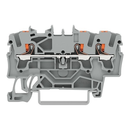 Wago Terminal Block, 2.33" L, 1.55" W, 800V, Gray 2202-1301
