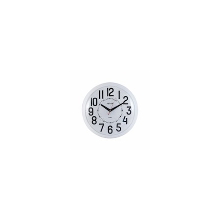 Taylor Quartz Wall Clock, Large Graphics, White, 13.25 In. round 6760