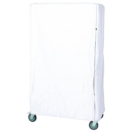 Quantum Storage Systems Wire Cart Cover, 24''D X 36''W X 74''H, 400 Denier White Nylon With Zipper Flap CC243674WNZ