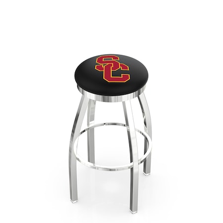 Holland Bar Stool Co 30" Chrome USC Trojans Swivel Bar Stool, Accent Ring L8C2C30SouCal