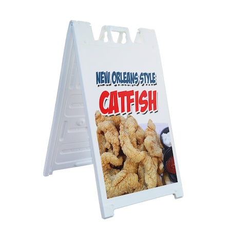 Signmission New Orleans Style Catfish, A-Frame & 2 Sign Inserts, Heavy-Duty Plastic Frame SBHD-C-2436-New Orleans Style Catfish