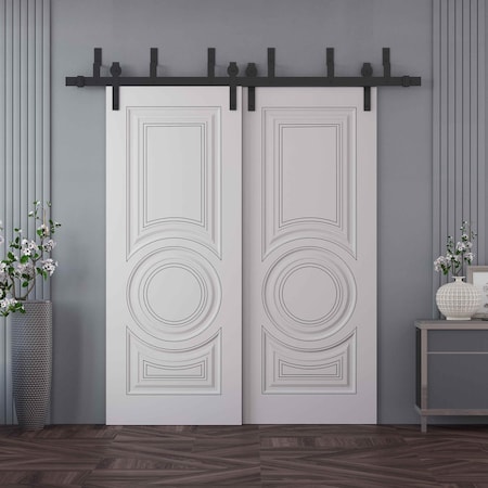 Sartodoors Sliding Closet Barn Bypass Doors 56x96 inches White Solid Core Modern Interior ROYAL9855BBB-EMAL-5696
