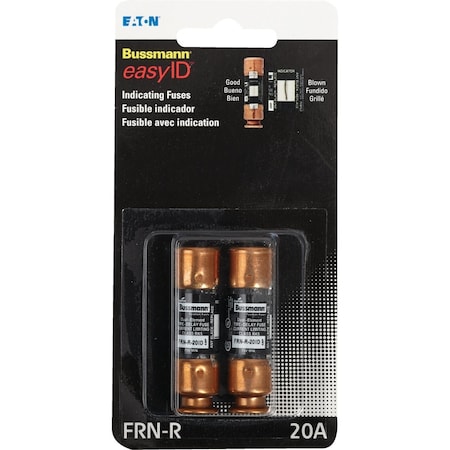 Eaton Bussmann 20A FRN-R Cartridge Hvy Dty Time Delay Cartridge Fuse, 2PK BP/FRNR-20ID