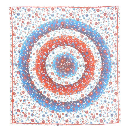 Homeroots 88" X 84" White Blue And Red Floral Cotton Hanging Tapestry 397435