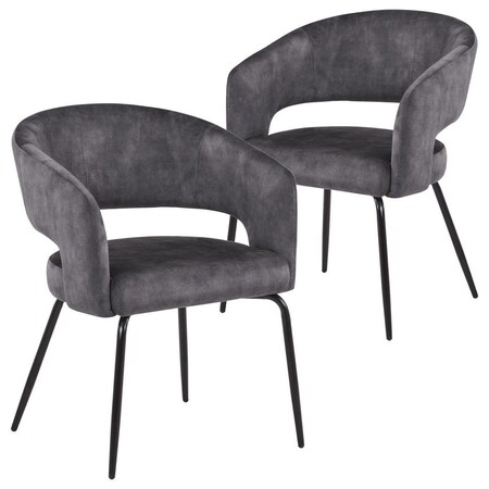 Leisuremod Gavin Series Modern Chair Black Frame in Charcoal, 2PK GDC52CH2