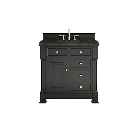 James Martin Vanities Brookfield 36" Single Vanity, Black Onyx, w/ 3 CM Phantome Eclos Top 547-V36-BKO-3PHT