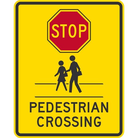 Stop Pedestrian Crossing (With Graphic), 24x30, High Intensity Prismatic, Yellow