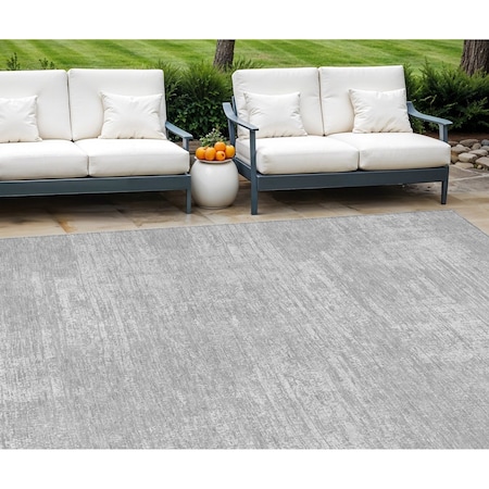 Homeroots 8' X 10' Silver And Gray Abstract Washable Indoor Outdoor Area Rug 588795