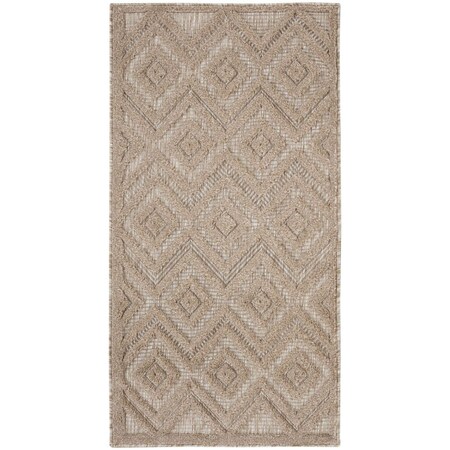 Homeroots 2' X 4' Natural And Beige Geometric Indoor Outdoor Area Rug 573847