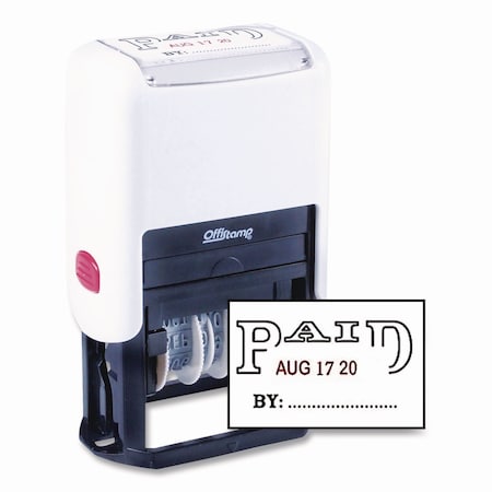 Offistamp Self-Inking Message Stamp with Blank inByin Line, 12 Years, PAID, 1.63in x 0.88in, Black/Red Ink 034508