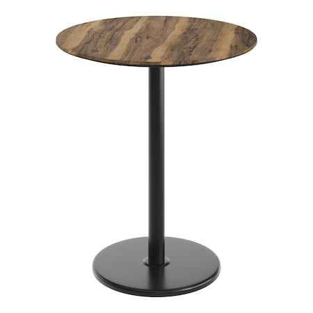 Flash Furniture Commercial 36" RD Natural HPL Tabletop with Black Bar Height RD Base ST-RD36-NAT-TR24B-GG