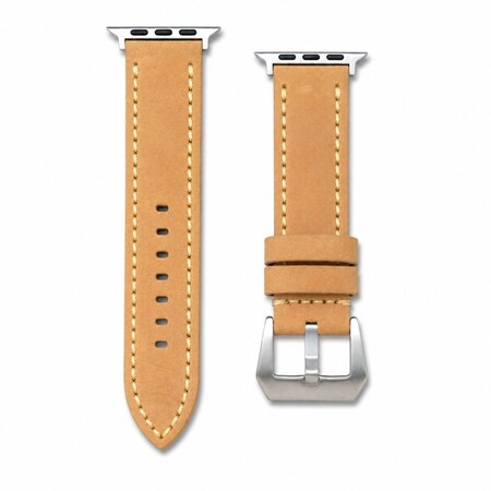 Elegani Band Compatible with Apple Watch 41mm, Light Brown, Silver, Black, Yellow Gold, Rose Gold Buckle LSCHPAM-LBRN-41