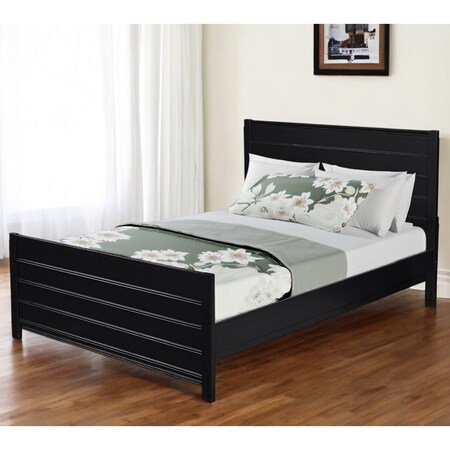 Homeroots Black Solid Wood Queen Bed Frame 523644