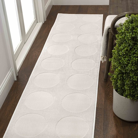 Jonathan Y Adrian Modern Geometric Circle Dot High-Low White/Cream 2 ft. x 8 ft. Runner Rug SND105B-28