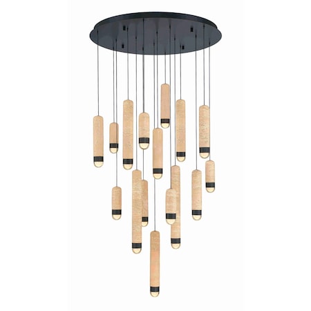 Euf Cambre, Chandelier , 16-Light, 32", Matte Black, Travertine 50131-013