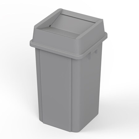 Regal Altair 19 Gallon Square Gray Plastic Trash Can with Drop Shot Swing Lid, Space-Saving Design ZR-TC-100-GR-19-SW-KIT