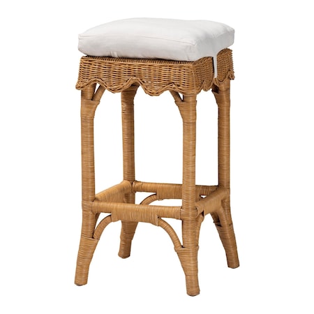 Bali & Pari Muy Bohemian Scallop Honey Rattan Bar Stool 252-13664-ZORO