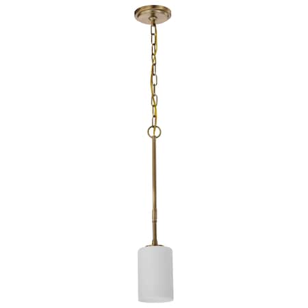 Nuvo Liam, 1 Light Mini Pendant, Burnished Brass, White Opal Glass 60/8205