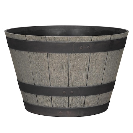 L&G 12 in. H X 19 in. W X 19 in. D X 19 in. D Polyresin Whiskey Barrel Planter Oak PVH6019TOI