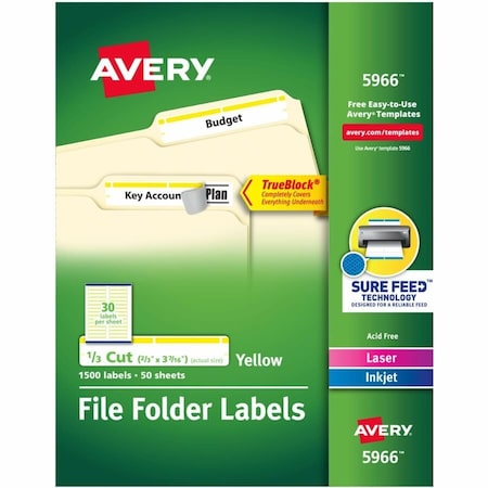 Avery TrueBlock File Folder Labels, 2/, PK1500 5966