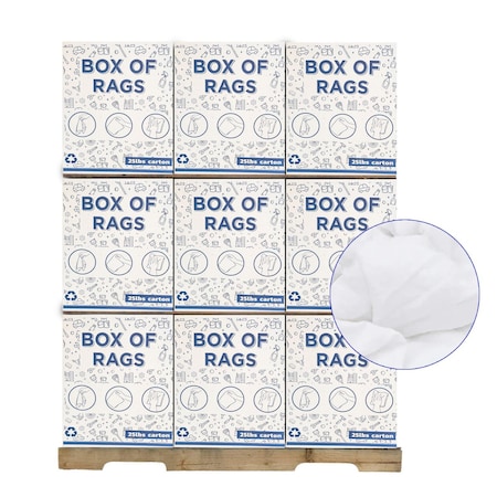 Supremeplus New White Knit T-Shirt Cleaning Rags, 675 lbs. Pallet, 27x 25 lbs. Boxes, 27PK SP-1339