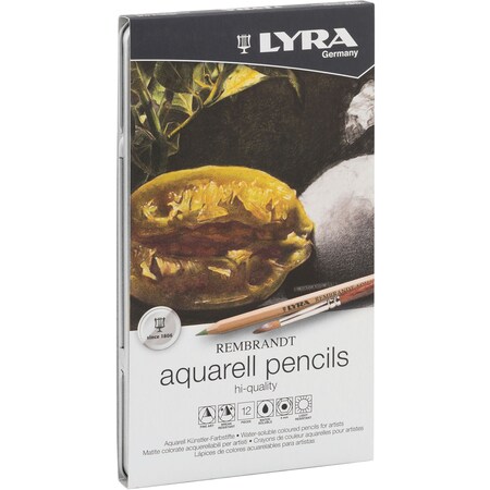 Lyra Rembrandt Aquarell Watercolor Pencil Set Tin, Assorted Colors, 12-Piece Set L2011120