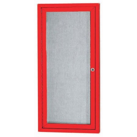 Aarco Outdoor Enclosed Bulletin Board w/ Al Frame, Standard Vinyl, Frame is Powder Coated Red, 24''Hx12''W ODCC2412RR