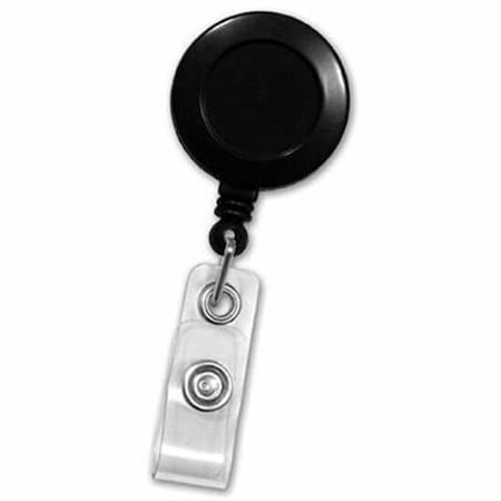 Brady BADGE REEL, BLACK, 1-1/4in 32MM, PLASTIC CLIP-ON BADGE REEL, CLEAR VINYL STRAP, NO 2120-3031
