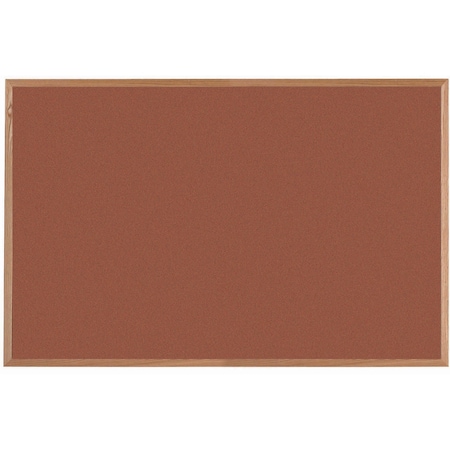 Aarco VIC Cork Bulletin Board, Red Oak Frame, Clear Lacquer Finish, Cinnamon Bark 48''Hx72''W OW4872207
