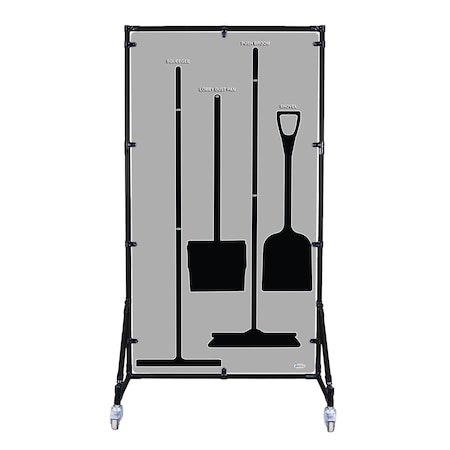 5S Supplies Housekeeping Shadow Board Broom Station V10, Gray / Black, Kit, No Text HSB-V10-GRAY/BLACK-KIT-NO TEXT