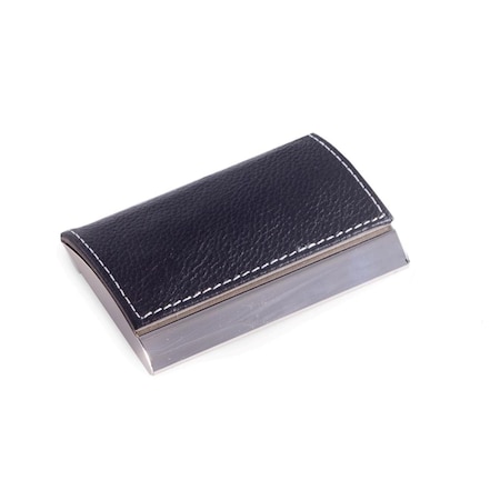 Buena Voluntad International  Black Leather Business Card Case with Magnetic Lid BU2823651