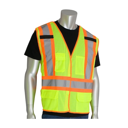Pip ANSI Type R Class 2 Two-Tone Five Pocket Breakaway Mesh Vest 302-0212-LY/XL