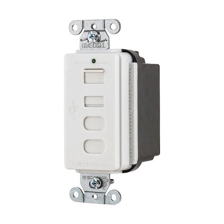 Hubbell Wiring Device-Kellems USBReceptacle, 5A, White, Thermoplastic USB4ACW