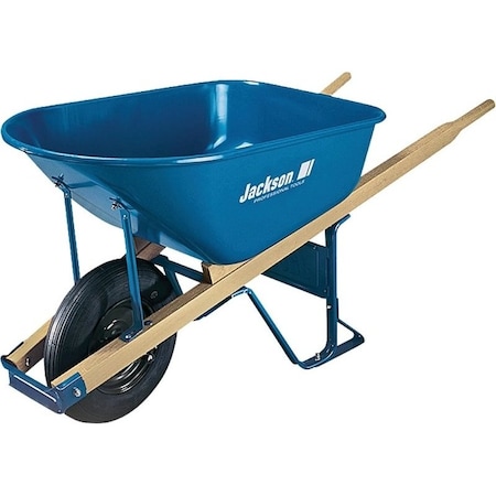 Jackson Contractor Wheelbarrow, 6 cuft Volume, Steel, 1Wheel, Pneumatic Wheel, 16 in Wheel M6T22