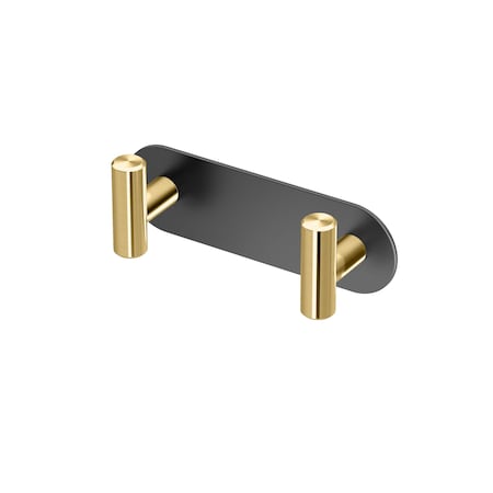 Gatco Latitude II All Modern Décor 6.5" Double Robe Hook, Matte Black/Brushed Brass 1291MXB