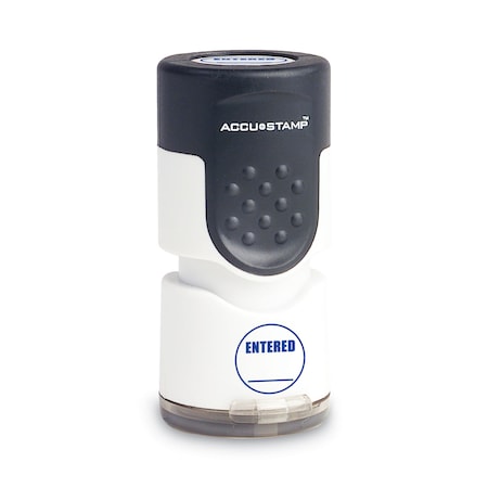 Accu-Stamp Pre-Inked Round Stamp, ENTERED, 0.63in dia, Blue COS035656