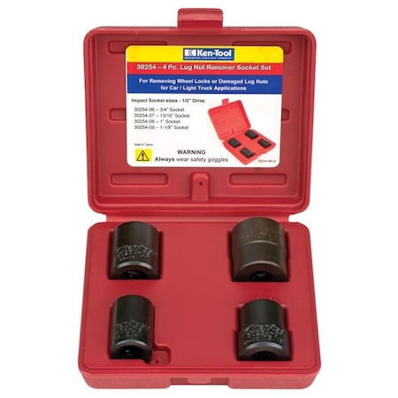 Ken-Tool 4PC LUG NUT REMOVER SET KT30254