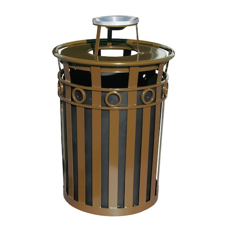 Witt Industries Brown Decorative, Outdoor Waste Receptacle with Ash Top M3600-R-AT-BN